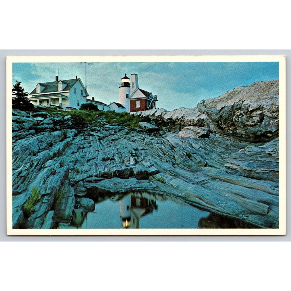 Vintage Postcard Pemaquid Light at Dusk Maine Lighthouse DexterPress M-2255